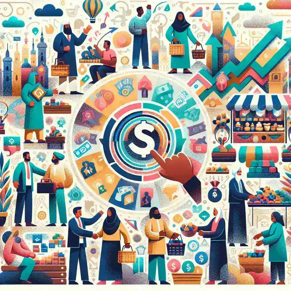 "Seorang pedagang kecil menggunakan aplikasi ShopeePay untuk transaksi, menunjukkan fitur baru yang memperluas batas transaksi, mendukung pertumbuhan usaha kecil."